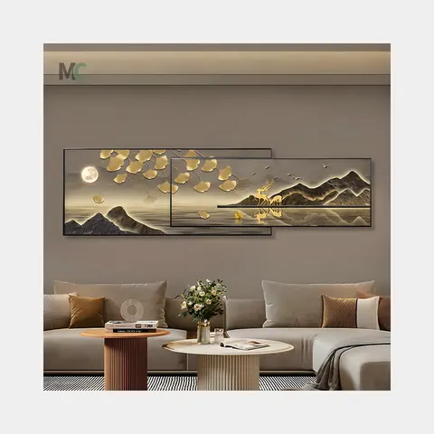 银杏 单幅 装饰画 轻奢风 客厅背景墙挂画 晶瓷画