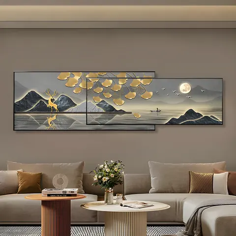 银杏 单幅 装饰画 轻奢风 客厅背景墙挂画 晶瓷画