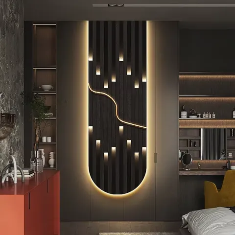 城市 单幅 装饰画 现代简约 客厅背景墙挂画 LED带灯画