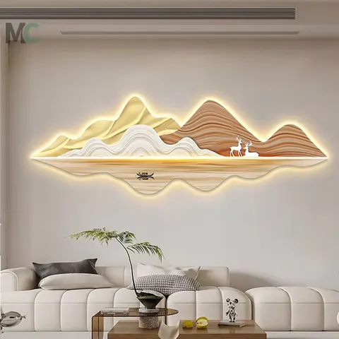抽象 单幅 装饰画 现代简约 客厅背景墙挂画 LED带灯画