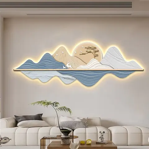 抽象 单幅 装饰画 现代简约 客厅背景墙挂画 LED带灯画