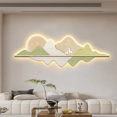 抽象 单幅 装饰画 现代简约 客厅背景墙挂画 LED带灯画