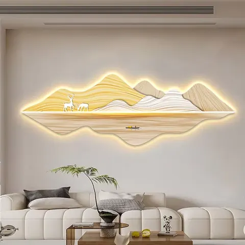 抽象 单幅 装饰画 现代简约 客厅背景墙挂画 LED带灯画
