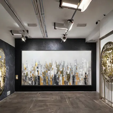 抽象 单幅 装饰画 轻奢风 酒店背景墙挂画 手绘油画