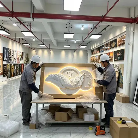 羽毛 单幅 装饰画 现代简约 客厅背景墙挂画 LED带灯画