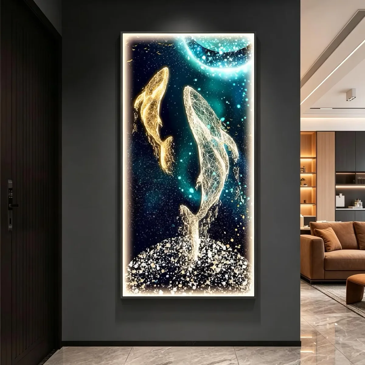 抽象 单幅 装饰画 现代简约 玄关背景墙挂画 LED带灯画