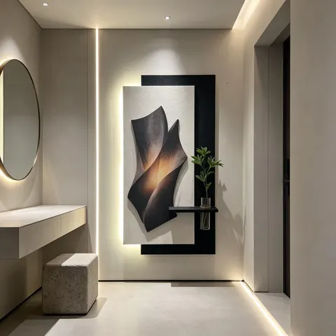 抽象 单幅 装饰画 现代简约 玄关背景墙挂画 LED带灯画