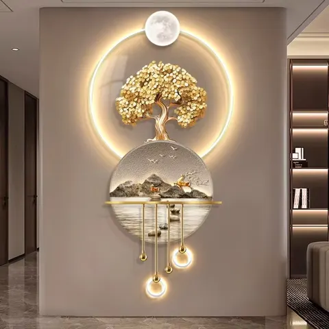 植物 单幅 装饰画 轻奢风 客厅背景墙挂画 LED带灯画