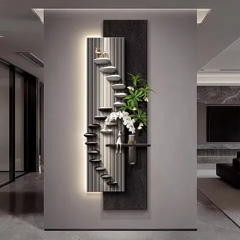 植物 单幅 装饰画 轻奢风 客厅背景墙挂画 LED带灯画