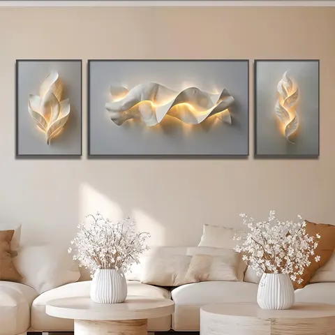 抽象 三联 装饰画 轻奢风 客厅背景墙挂画 晶瓷画
