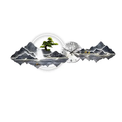 山水 单幅 装饰画 新中式 客厅背景墙挂画 LED带灯画