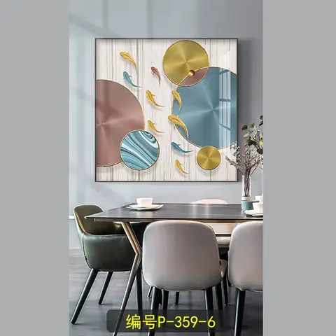 锦鲤 单幅 装饰画 轻奢风 玄关背景墙挂画 晶瓷画