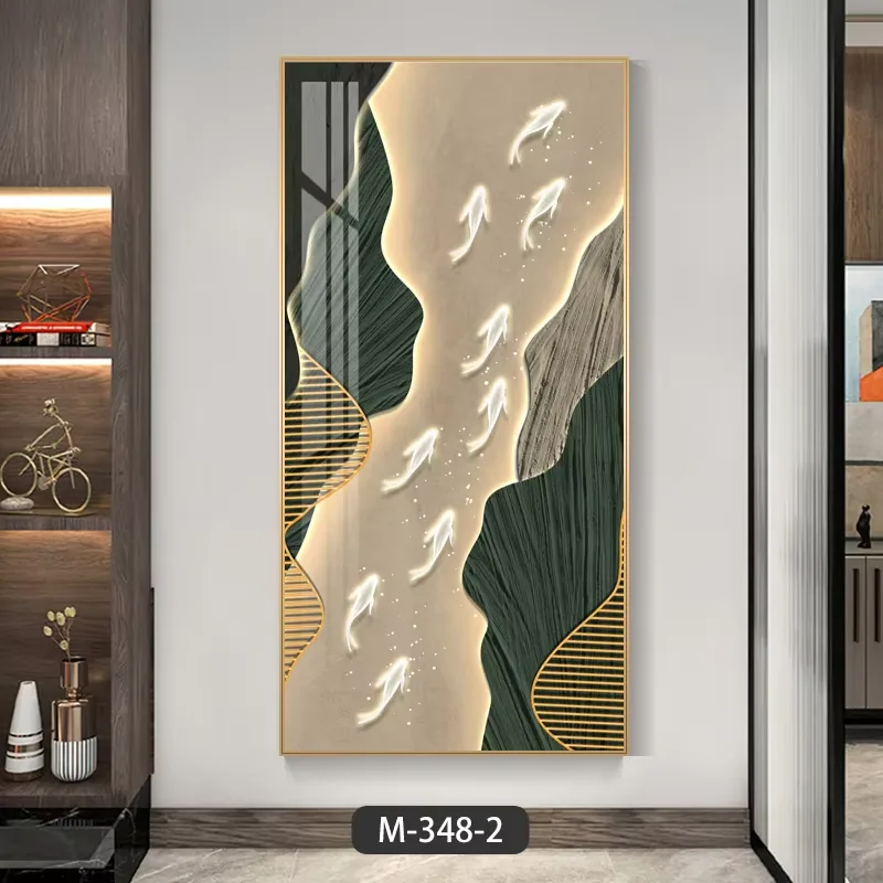 山水 单幅 装饰画 轻奢风 玄关背景墙挂画 LED带灯画
