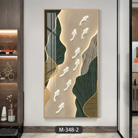 山水 单幅 装饰画 轻奢风 玄关背景墙挂画 LED带灯画