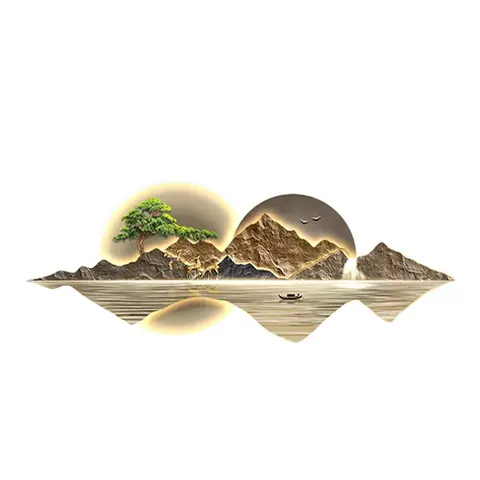 山水 单幅 装饰画 现代简约 客厅背景墙挂画 LED带灯画