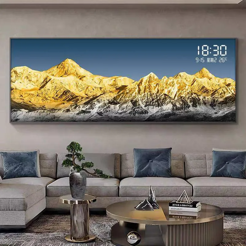 挂钟组合 单幅 装饰画 轻奢风 客厅背景墙挂画 晶瓷画