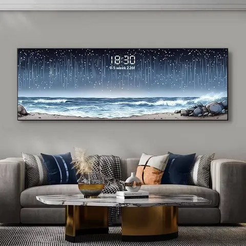 挂钟组合 单幅 装饰画 轻奢风 客厅背景墙挂画 晶瓷画