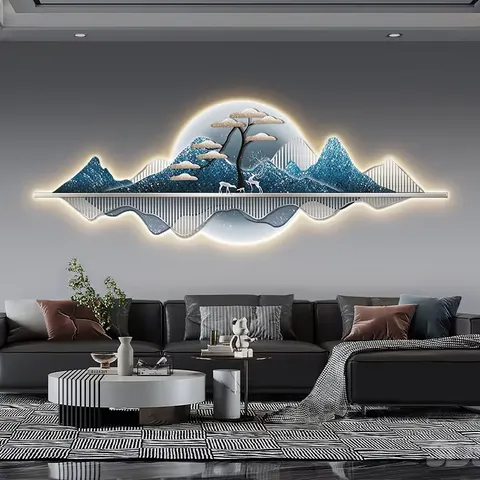 抽象 单幅 装饰画 现代简约 卧室背景墙挂画 LED带灯画