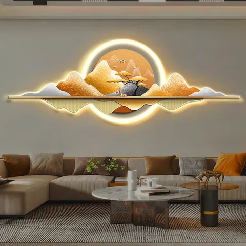 抽象 单幅 装饰画 现代简约 卧室背景墙挂画 LED带灯画