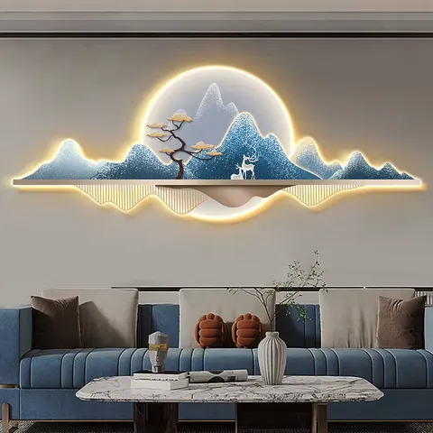 抽象 单幅 装饰画 现代简约 卧室背景墙挂画 LED带灯画