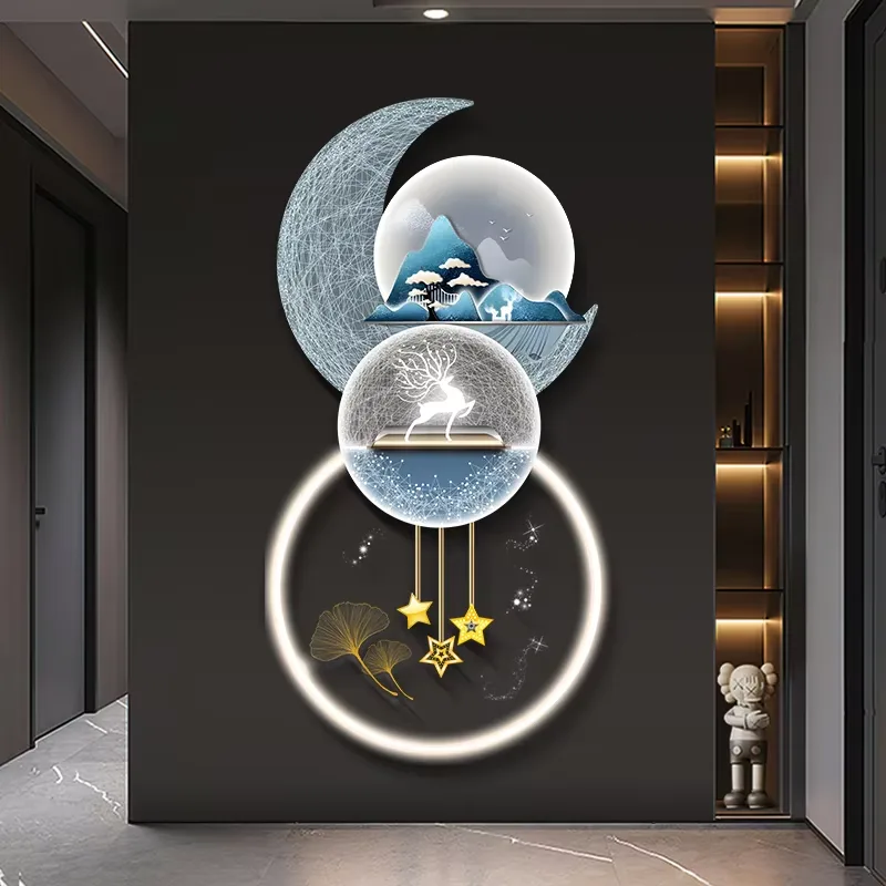 抽象 单幅 装饰画 现代简约 客厅背景墙挂画 LED带灯画