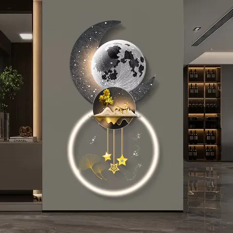抽象 单幅 装饰画 现代简约 客厅背景墙挂画 LED带灯画