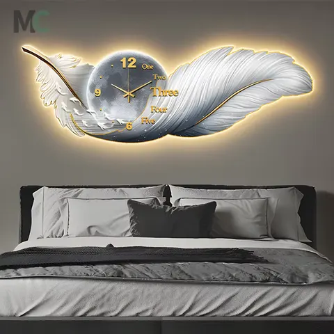 羽毛 单幅 装饰画 现代简约 客厅背景墙挂画 LED带灯画