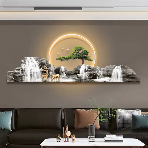 抽象 单幅 装饰画 现代简约 客厅背景墙挂画 LED带灯画
