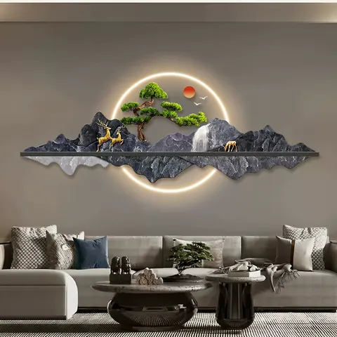 抽象 单幅 装饰画 现代简约 客厅背景墙挂画 LED带灯画