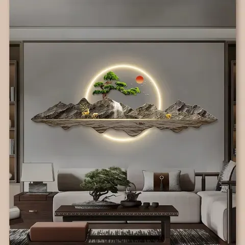 抽象 单幅 装饰画 现代简约 客厅背景墙挂画 LED带灯画