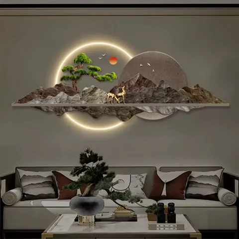 抽象 单幅 装饰画 现代简约 客厅背景墙挂画 LED带灯画