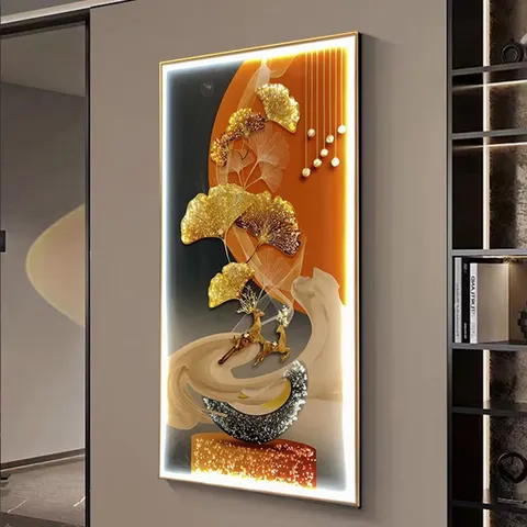 抽象 单幅 装饰画 轻奢风 客厅背景墙挂画 LED带灯画
