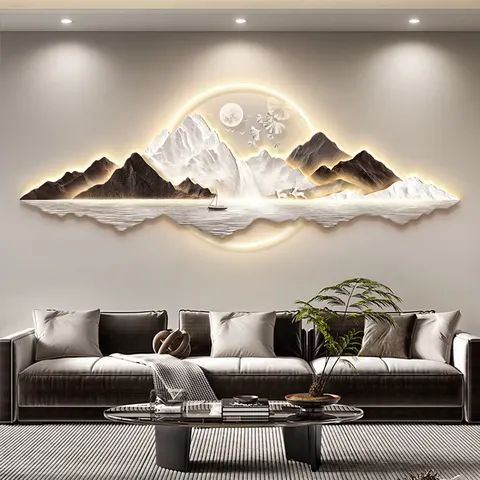 抽象 单幅 装饰画 轻奢风 客厅背景墙挂画 LED带灯画