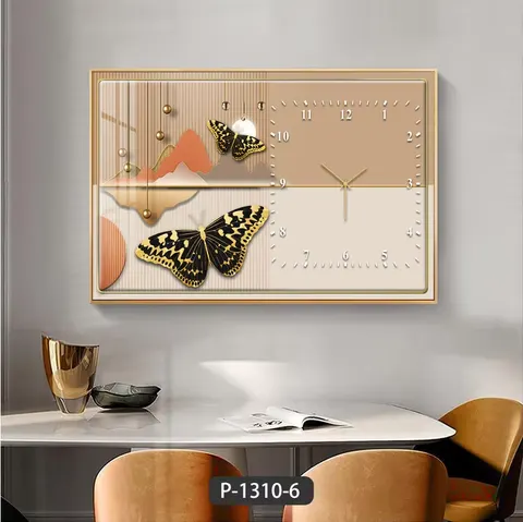 挂钟组合 单幅 装饰画 轻奢风 餐厅背景墙挂画 晶瓷画