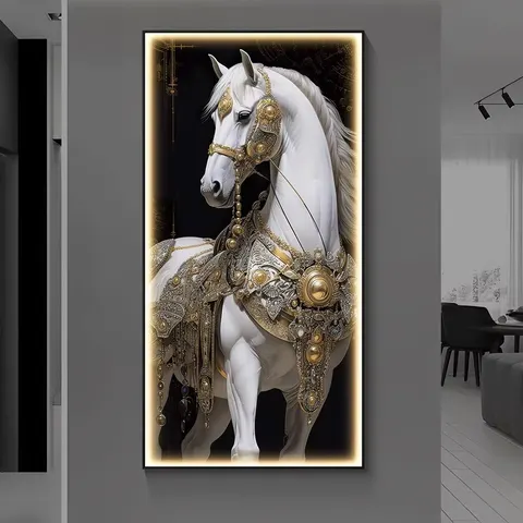 动物 单幅 装饰画 轻奢风 酒店背景墙挂画 晶瓷画