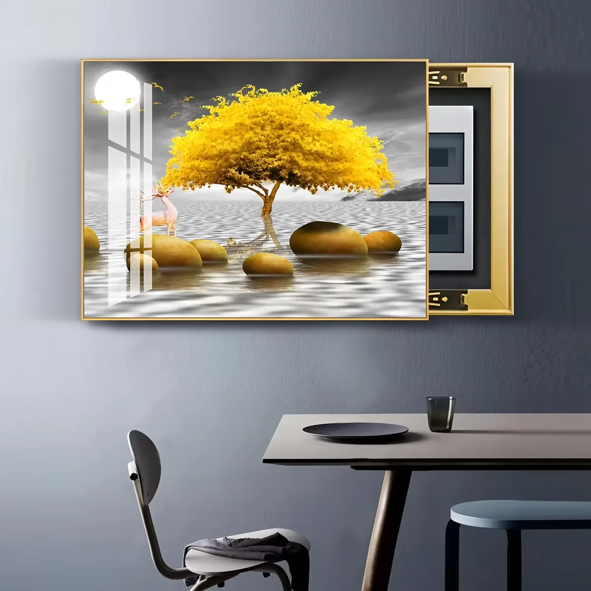 抽象 单幅 装饰画 轻奢风 餐厅背景墙挂画 晶瓷画