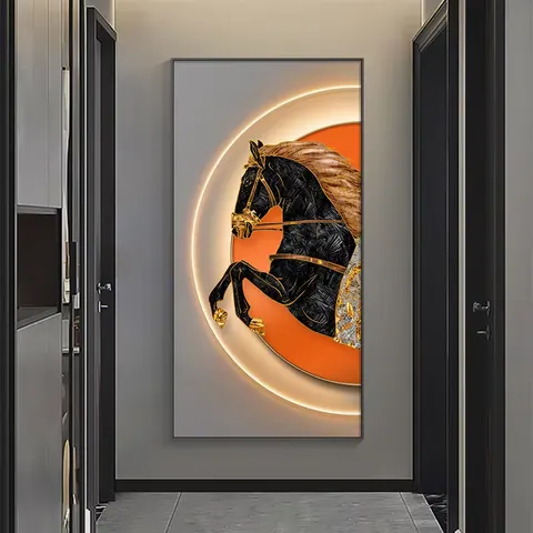 抽象 单幅 装饰画 轻奢风 玄关背景墙挂画 LED带灯画