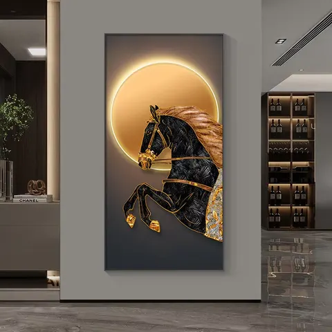 抽象 单幅 装饰画 轻奢风 玄关背景墙挂画 LED带灯画