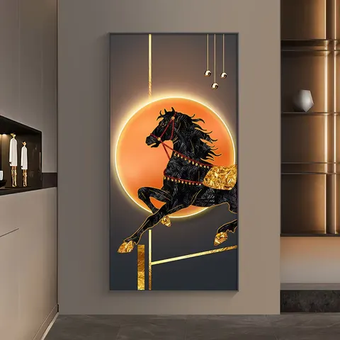 抽象 单幅 装饰画 轻奢风 玄关背景墙挂画 LED带灯画