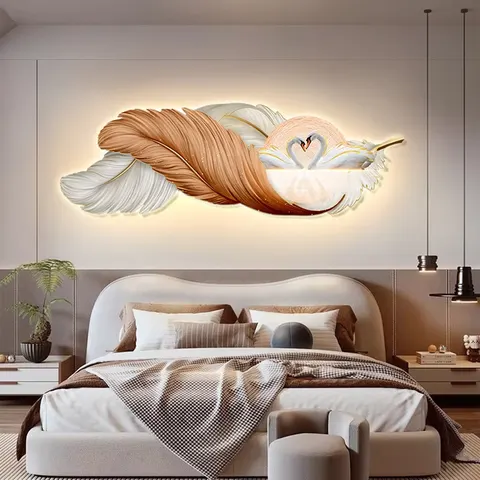 羽毛 单幅 装饰画 轻奢风 客厅背景墙挂画 精雕画