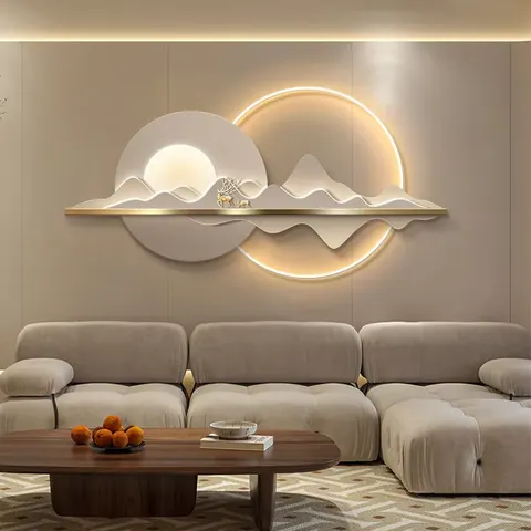 抽象 单幅 装饰画 轻奢风 客厅背景墙挂画 LED带灯画