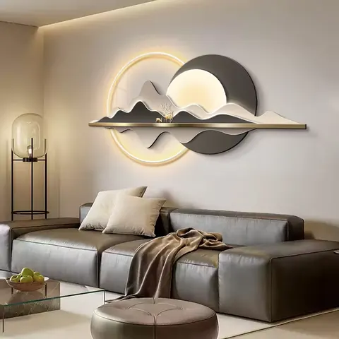 抽象 单幅 装饰画 轻奢风 客厅背景墙挂画 LED带灯画