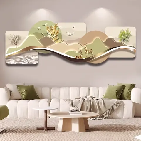 抽象 单幅 装饰画 轻奢风 客厅背景墙挂画 LED带灯画