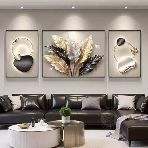 抽象 三联 装饰画 轻奢风 客厅背景墙挂画
