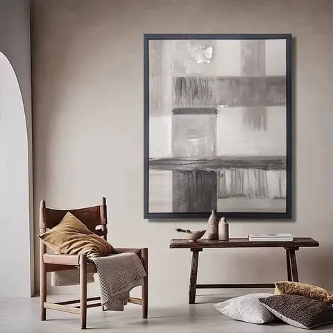抽象 单幅 装饰画 高级灰 客厅背景墙挂画 手绘油画