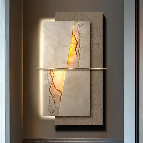 抽象 单幅 装饰画 现代简约 客厅背景墙挂画 LED带灯画