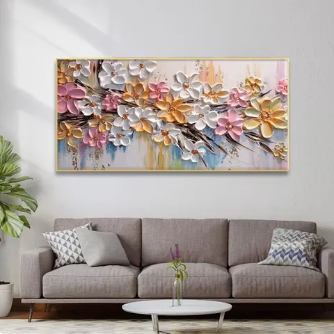 繁花 单幅 装饰画 现代简约 客厅背景墙挂画 晶瓷画