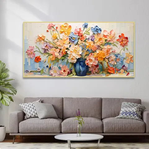 繁花 单幅 装饰画 现代简约 客厅背景墙挂画 晶瓷画