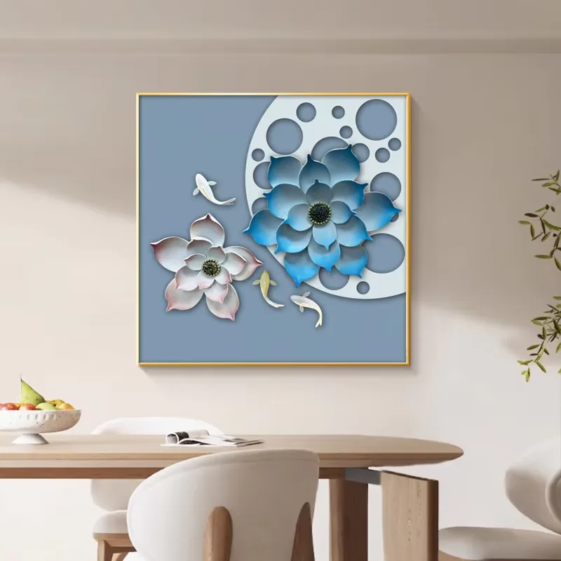 繁花 单幅 装饰画 现代简约 客厅背景墙挂画 LED带灯画
