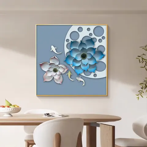 繁花 单幅 装饰画 现代简约 客厅背景墙挂画 LED带灯画